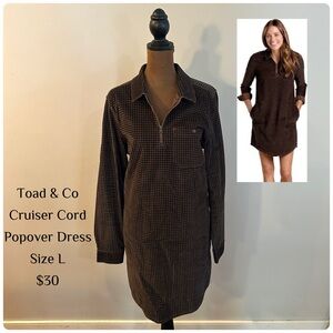 Toad&Co Dark Brown Corduroy Popover Dress
